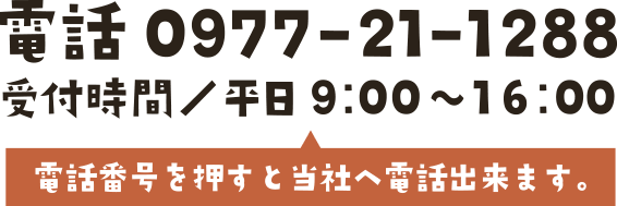 〒874-0919 大分県別府市石垣東3丁目7-33 TEL:0977-21-1288