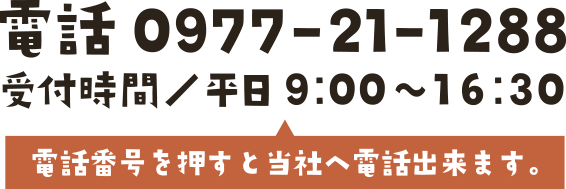 〒874-0919 大分県別府市石垣東3丁目7-33 TEL:0977-21-1288